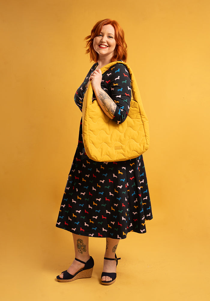 Third angle of Bray Sausage Dog Print Cotton Midi Dress