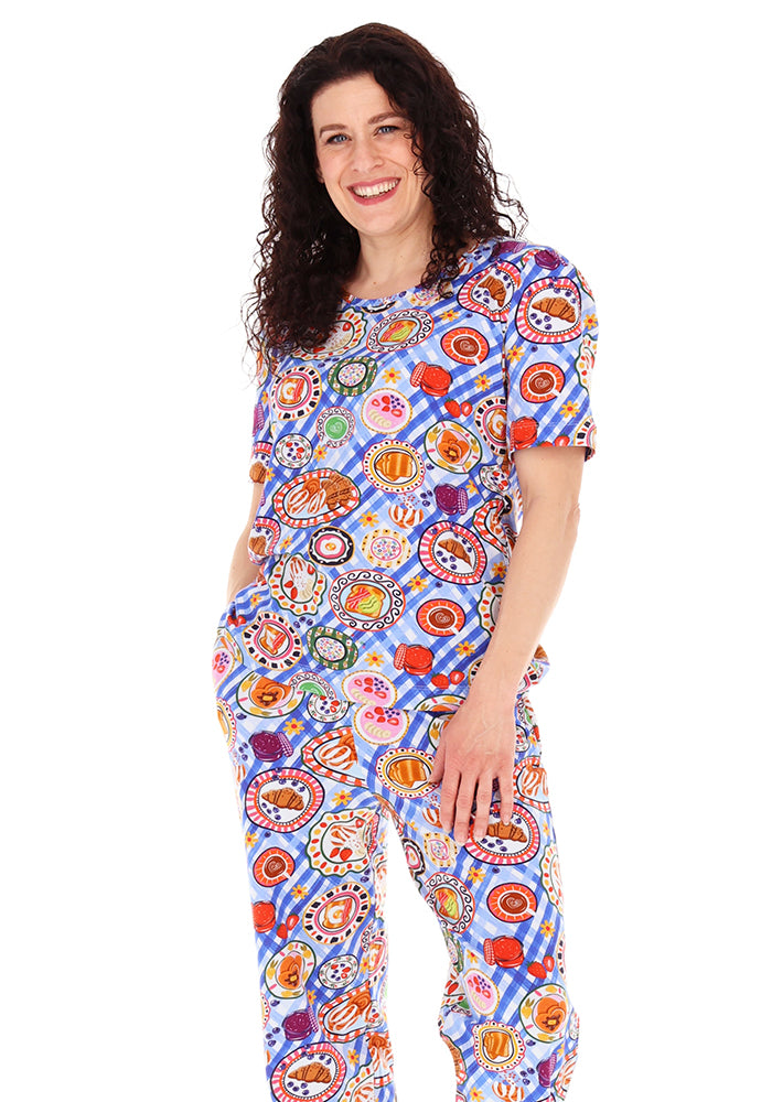 Fifth angle of Breakfast Table Print Straight Leg Cotton Pyjama Set