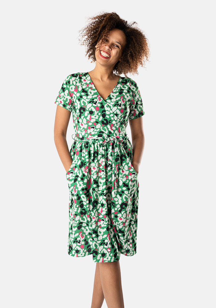 Bree Green Animal Print Dress