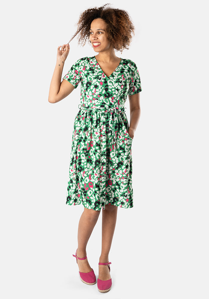 Bree Green Animal Print Dress