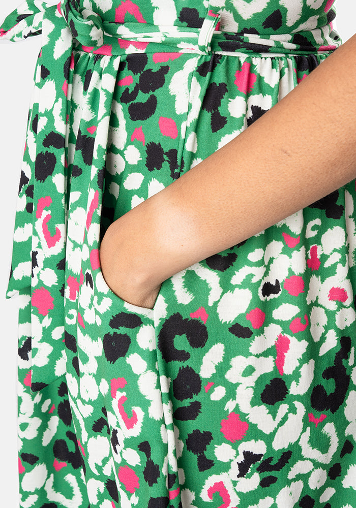 Bree Green Animal Print Dress