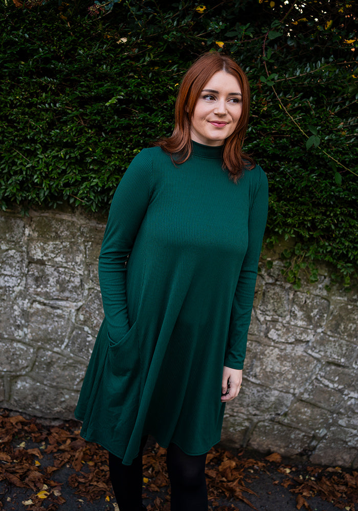Brenner Bottle Green Turtle Neck A Line Tunic