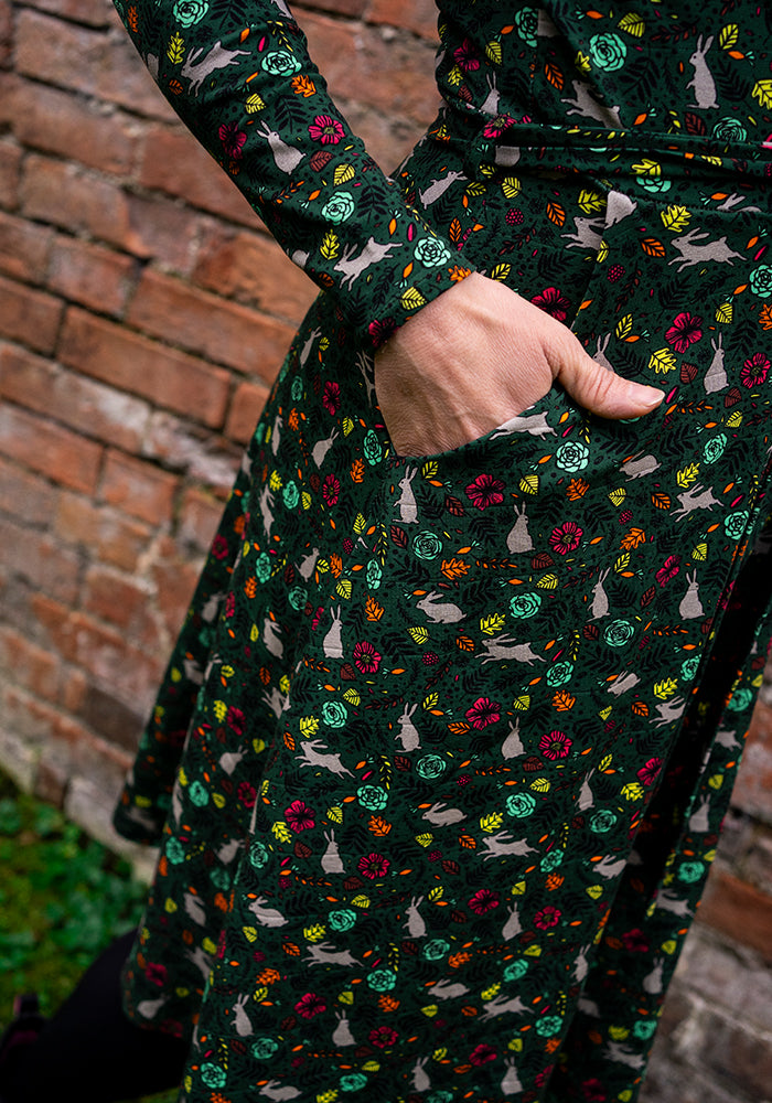 Second angle of Briar Green Rabbit Print Cotton Dress