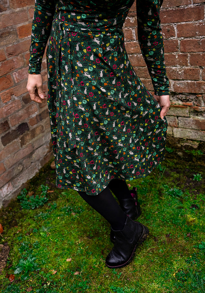 Fourth angle of Briar Green Rabbit Print Cotton Dress