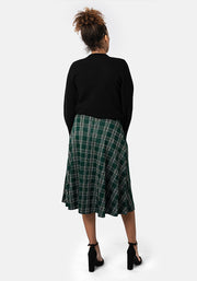 Bridget Green Tartan Midi A-Line Skirt