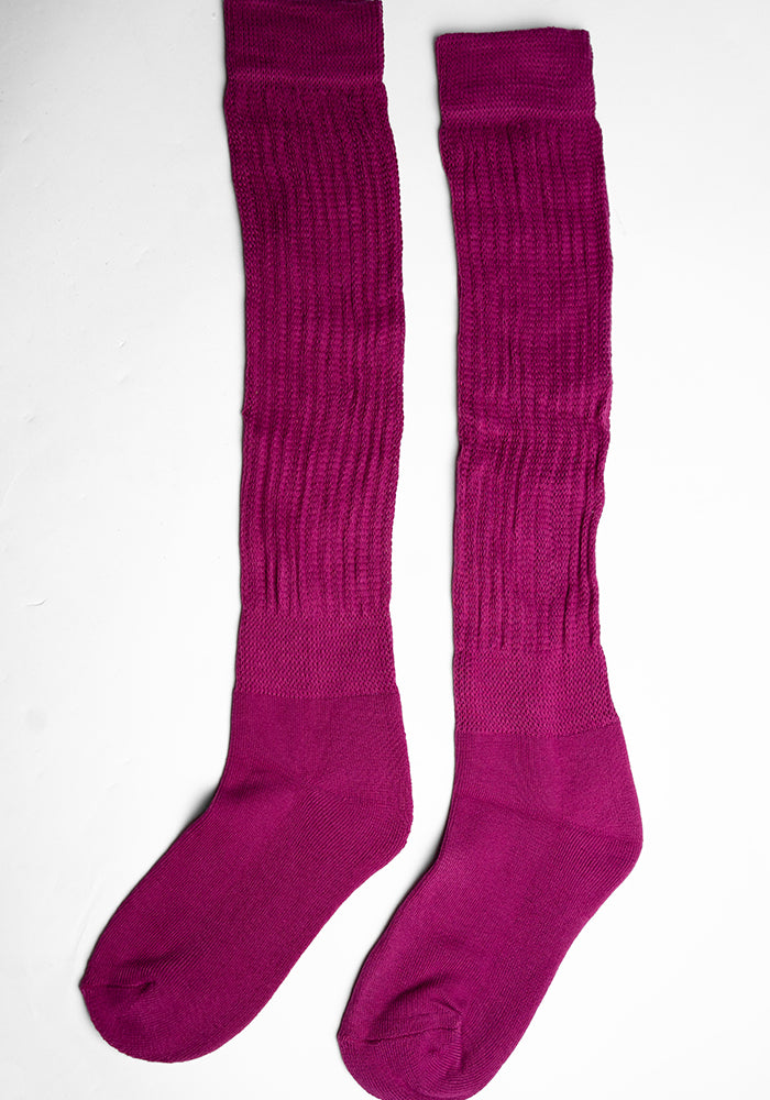 Bright Pink Slouchy Boots Socks
