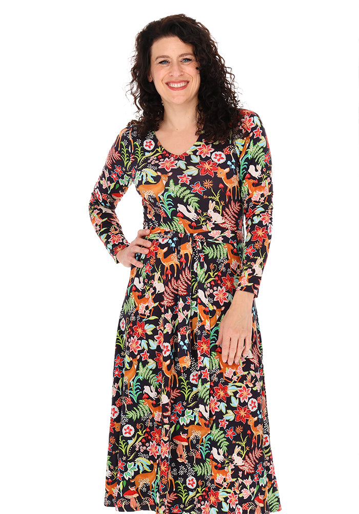Brinleigh Woodland Animal Print Midi Dress
