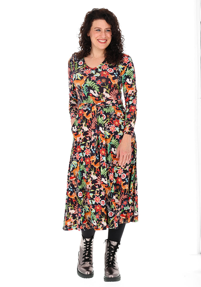 Brinleigh Woodland Animal Print Midi Dress