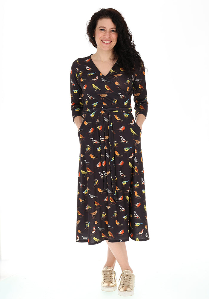 Third angle of Brioni Bird Print Jersey Midi Dress