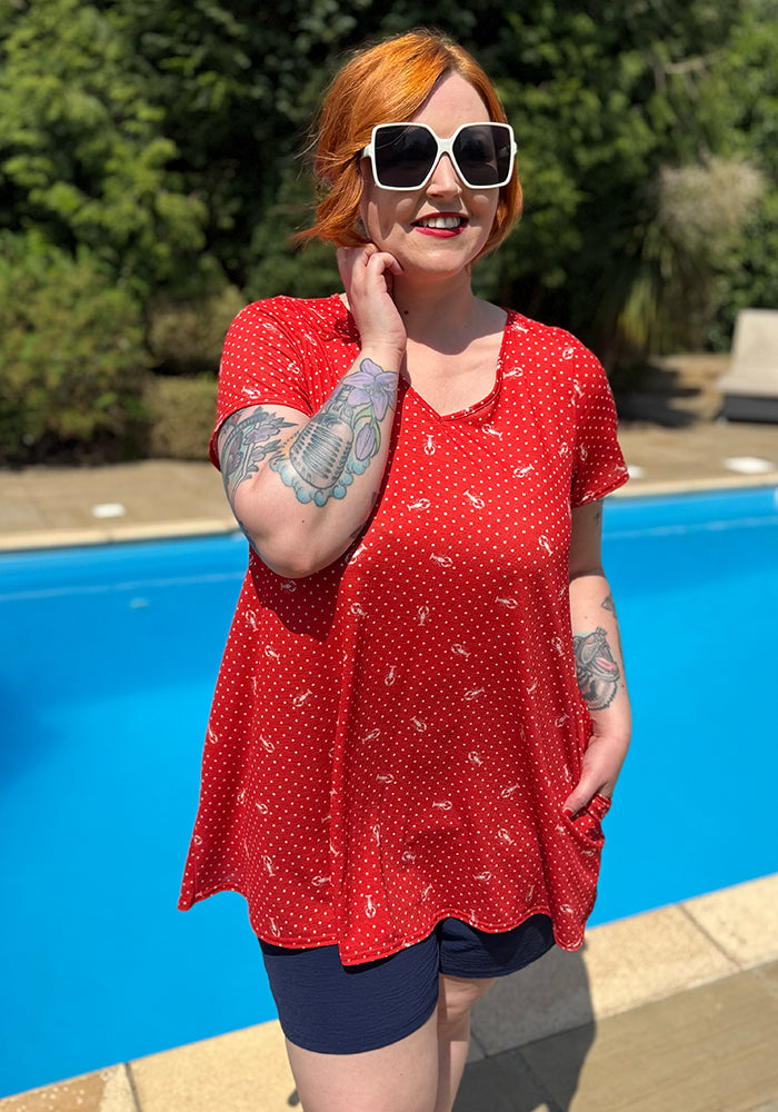 Fourth angle of Brisa Polka Dot &amp; Lobster Print Tunic