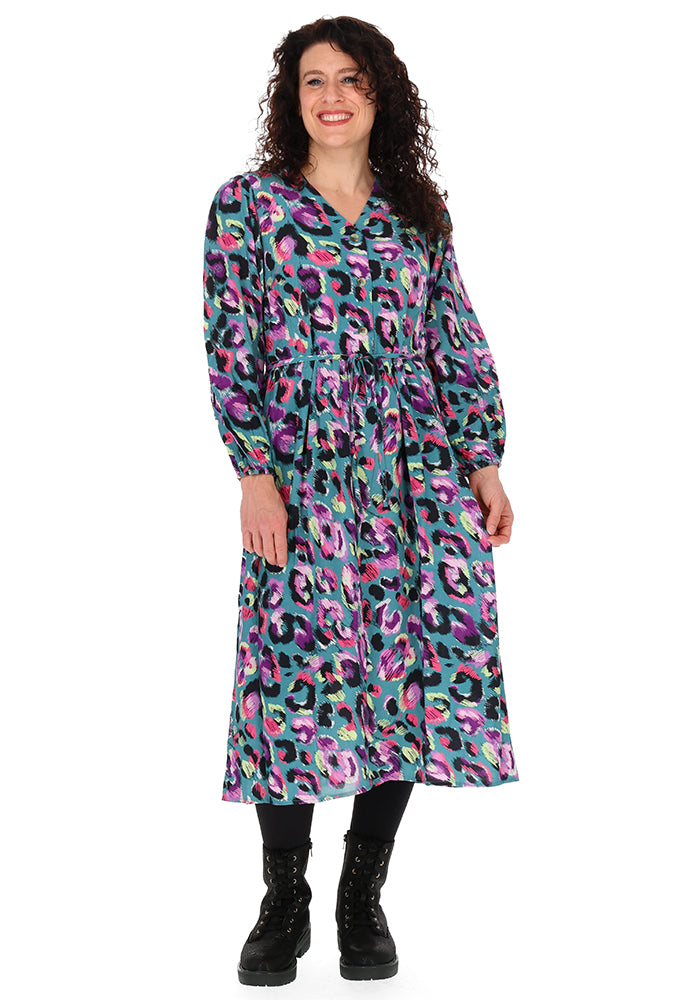 Britnee Neon Animal Print Midi Dress