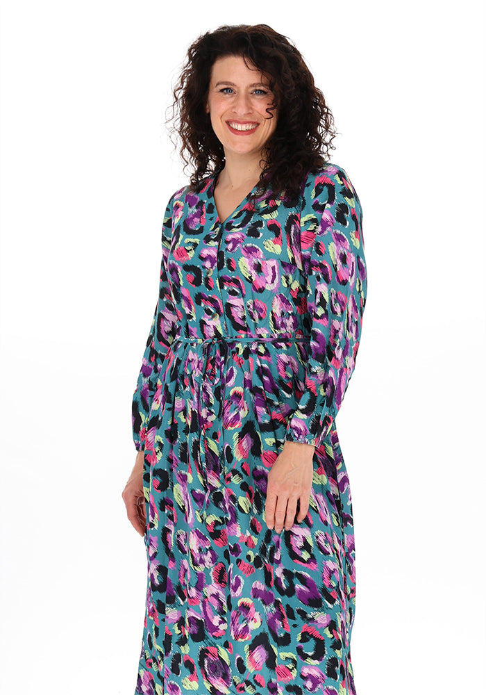 Britnee Neon Animal Print Midi Dress