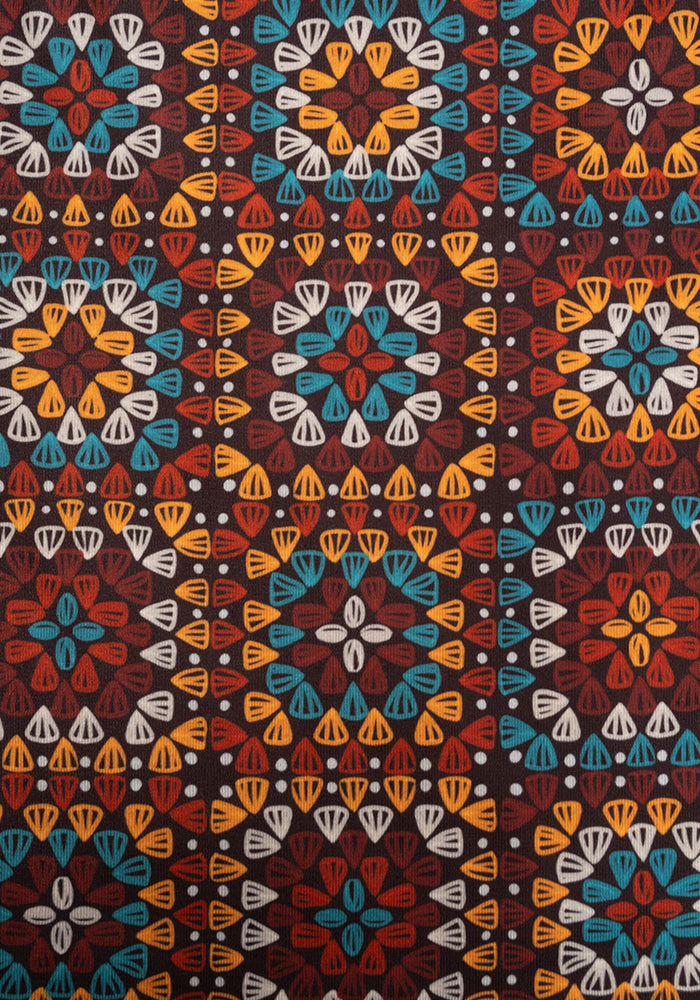 Bron Crochet Squares Print Tiered Hem Midaxi Dress