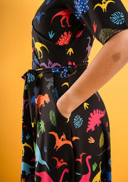 Bronto Dinosaur Border Print Midi Dress
