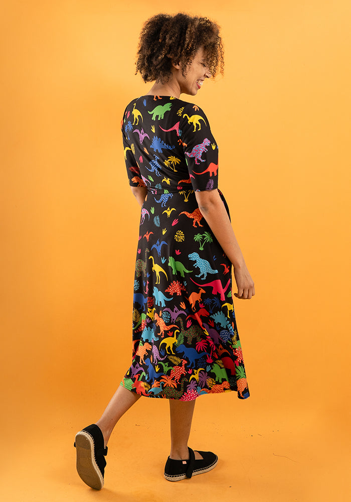 Bronto Dinosaur Border Print Midi Dress