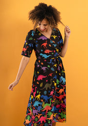 Bronto Dinosaur Border Print Midi Dress