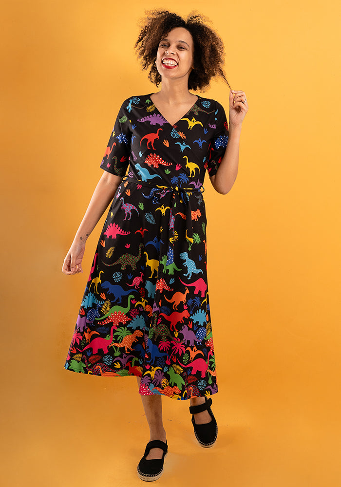 Bronto Dinosaur Border Print Midi Dress