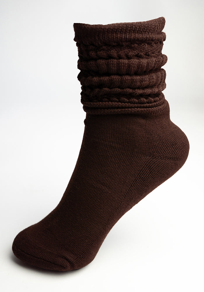Brown Slouchy Boots Socks