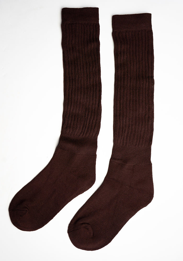 Brown Slouchy Boots Socks