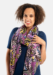Purple Butterfly Print Scarf