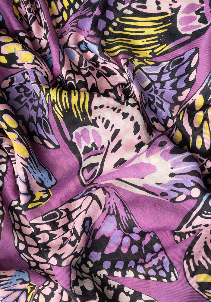 Purple Butterfly Print Scarf