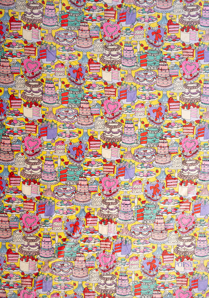 Sixth angle of Patisserie Print (Lemon) Plush Throw Blanket (Pop-Under)