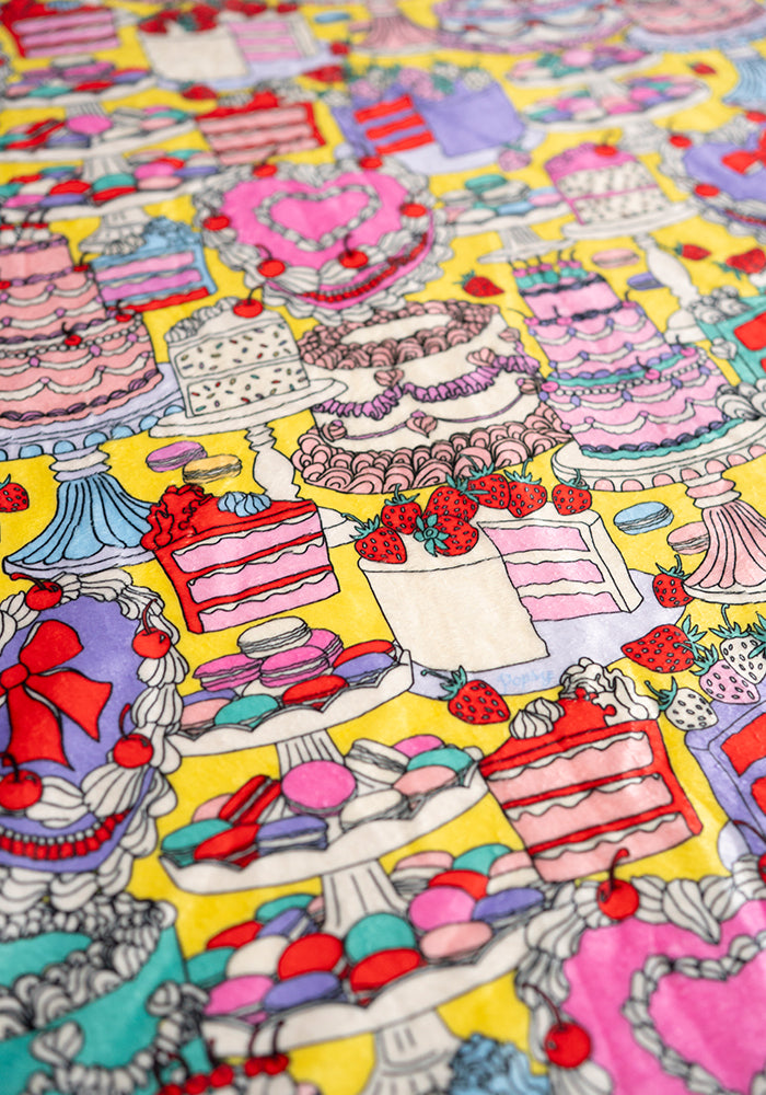 Third angle of Patisserie Print (Lemon) Plush Throw Blanket (Pop-Under)