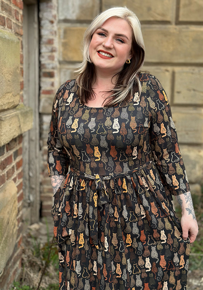 Fifth angle of Mariam Cat Print Midi Dress