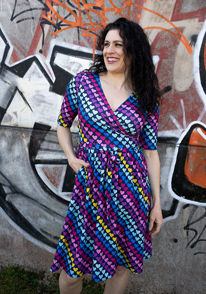 Tenth angle of Cade Bright Heart Conversational Print Dress