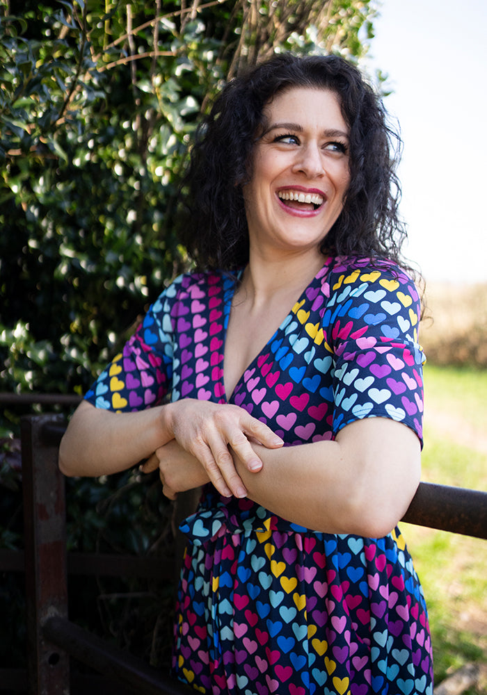 Ninth angle of Cade Bright Heart Conversational Print Dress