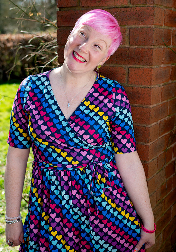 Fourth angle of Cade Bright Heart Conversational Print Dress