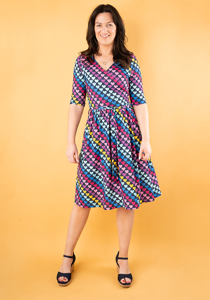 Second angle of Cade Bright Heart Conversational Print Dress