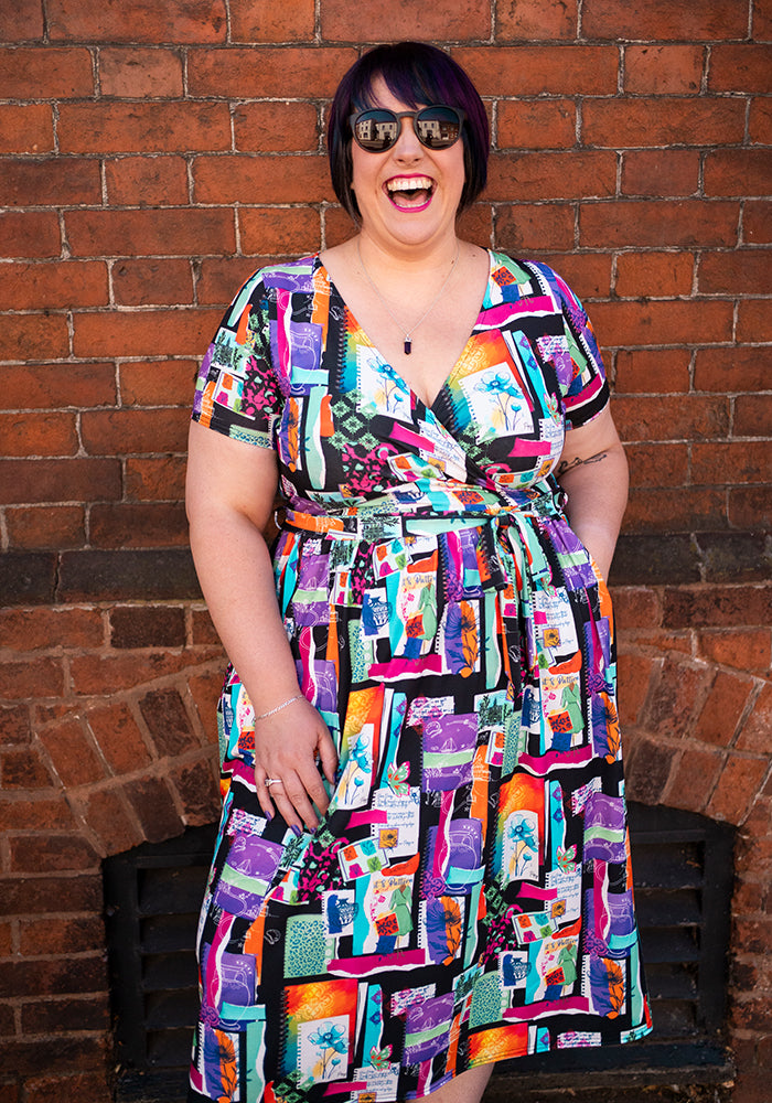 Eleventh angle of Cadell Journal Scrap Book Print Midi Dress