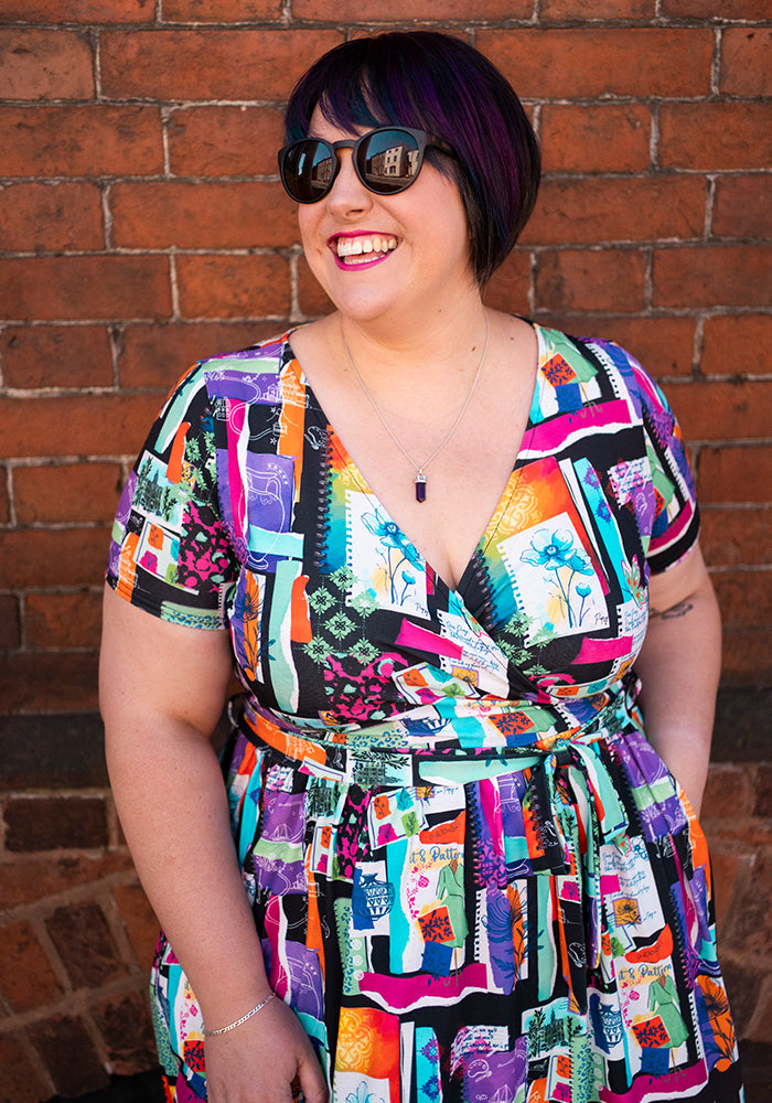 Fifth angle of Cadell Journal Scrap Book Print Midi Dress