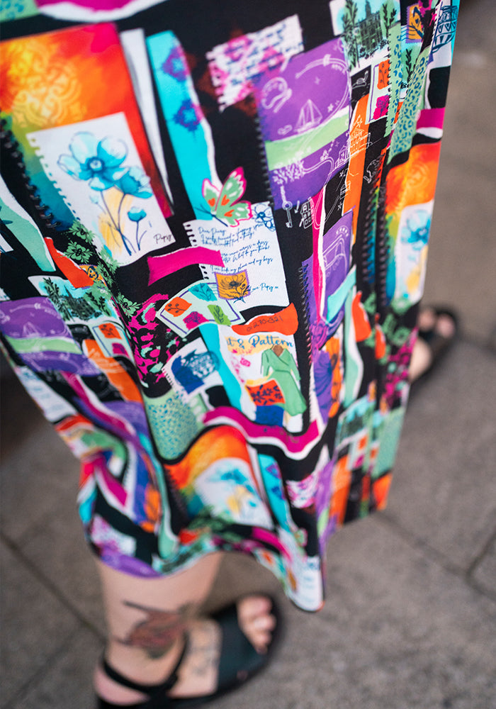 Tenth angle of Cadell Journal Scrap Book Print Midi Dress