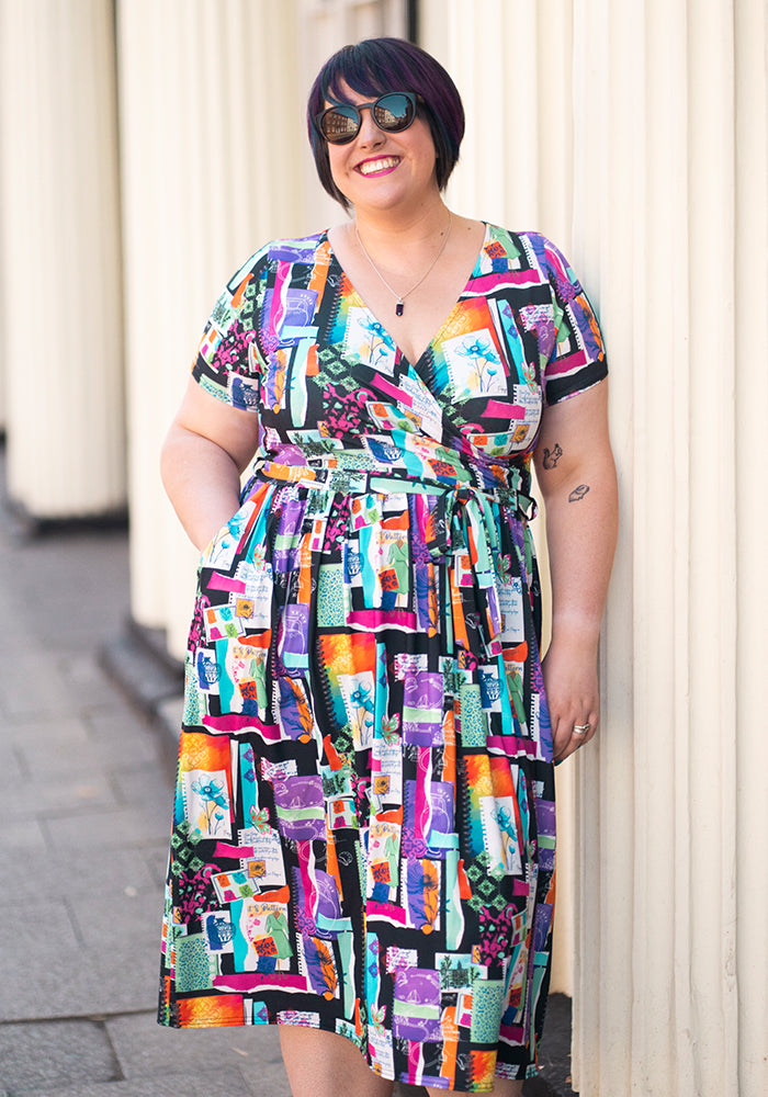 Ninth angle of Cadell Journal Scrap Book Print Midi Dress
