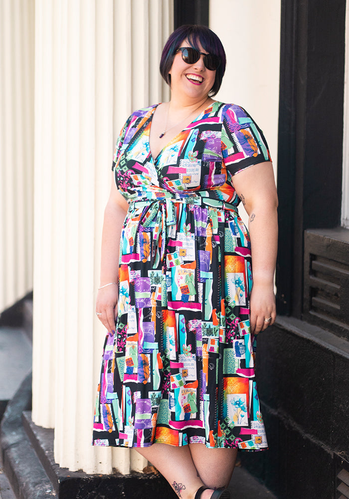 Seventh angle of Cadell Journal Scrap Book Print Midi Dress