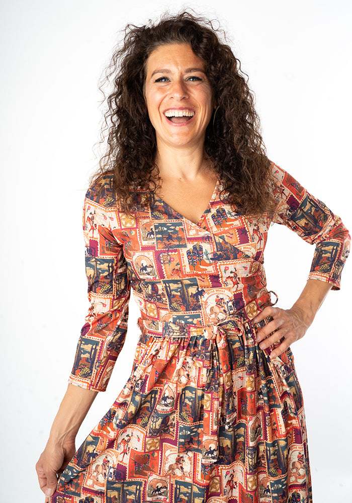Cadence Wild West Print Midi Dress