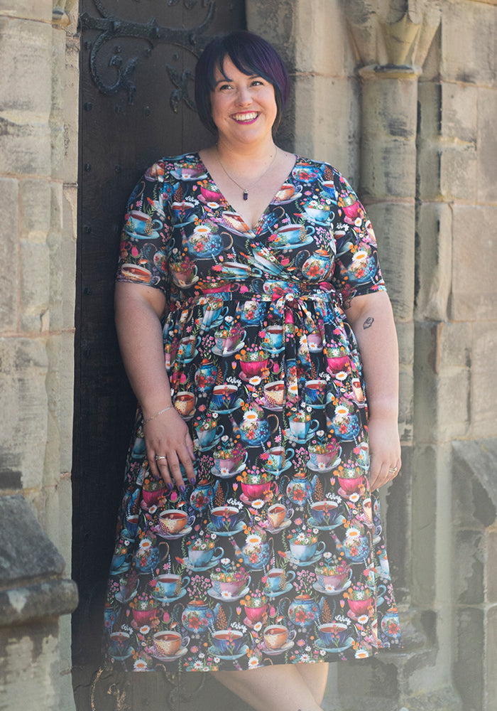 Caggie Tea Cup Print Midi Dress