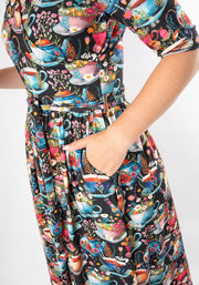Caggie Tea Cup Print Midi Dress