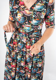 Caggie Tea Cup Print Midi Dress