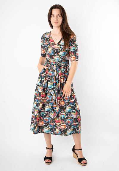 Caggie Tea Cup Print Midi Dress