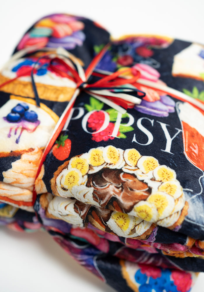 Eighth angle of Cake &amp; Desserts Print Pop-under Plush Blanket