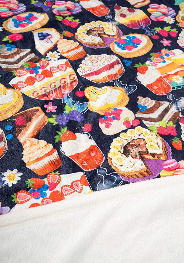 Sixth angle of Cake &amp; Desserts Print Pop-under Plush Blanket