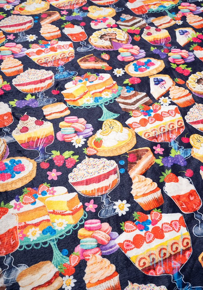 Fourth angle of Cake &amp; Desserts Print Pop-under Plush Blanket