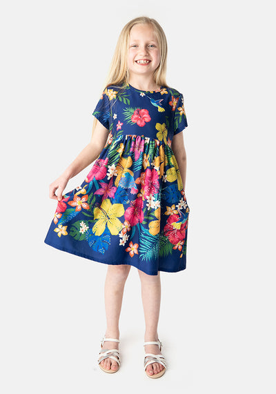 Children's Tropical Print Dress (Calipo)