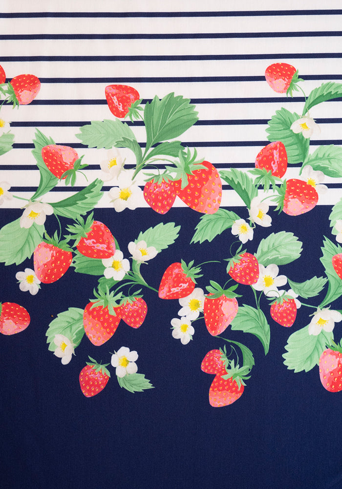 Second angle of Calista Strawberries &amp; Stripe Print Midi Dress