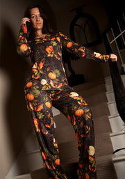Calix Pumpkin & Bat Print Pyjama Set