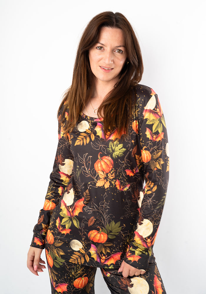 Calix Pumpkin & Bat Print Pyjama Set