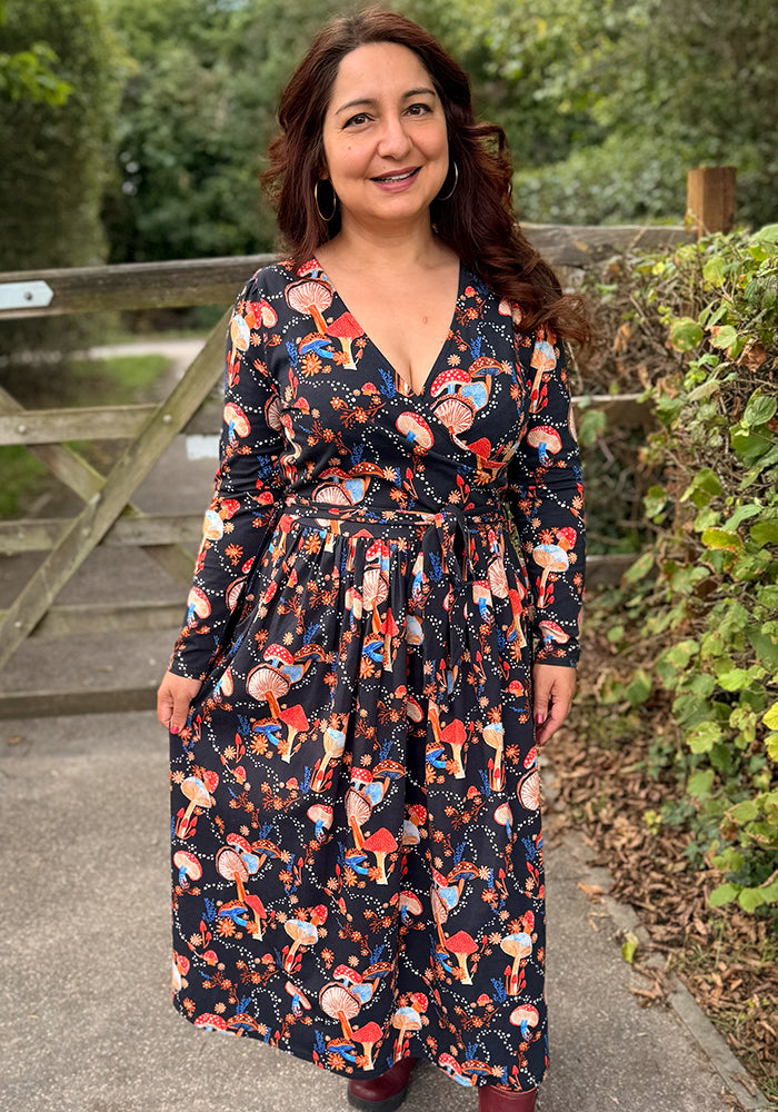 Cambree Dotty Toadstool Print Cotton Midi Dress